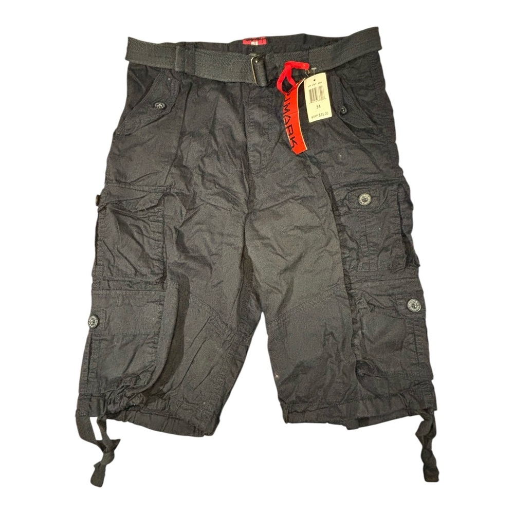 Y2K PJ Mark Cargo Shorts Mens 34 Skater Grunge Baggy NWT w/ Belt Navy Blue